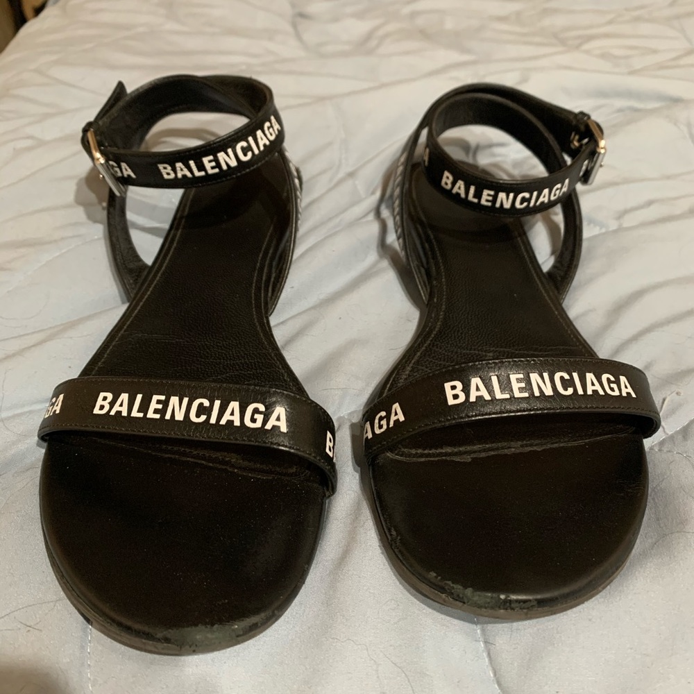 **SOLD** Balenciaga Logo Ankle Strap Sandals
